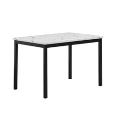 Citico Metal Dinette Set with Laminated Faux Marble Top, White Table with Black Chairs, 5 Piece