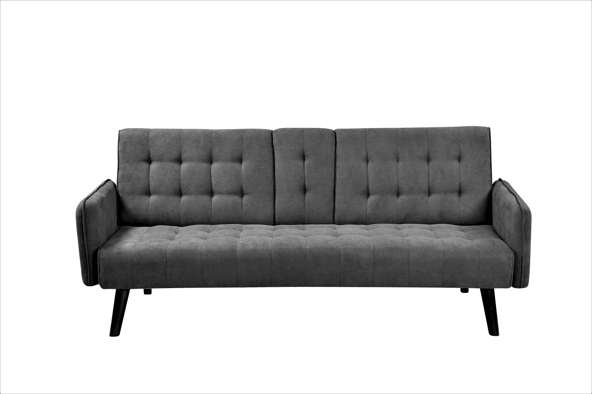 72" Sleeper Sofa Bed - Convertible Folding Backrest to Full Bed with Cup Holder & Drop-Down Table - Space Saving Linen Sofa for Small Spaces - Easy Assembly, Dark Grey