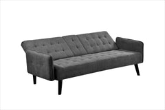 72" Sleeper Sofa Bed - Convertible Folding Backrest to Full Bed with Cup Holder & Drop-Down Table - Space Saving Linen Sofa for Small Spaces - Easy Assembly, Dark Grey
