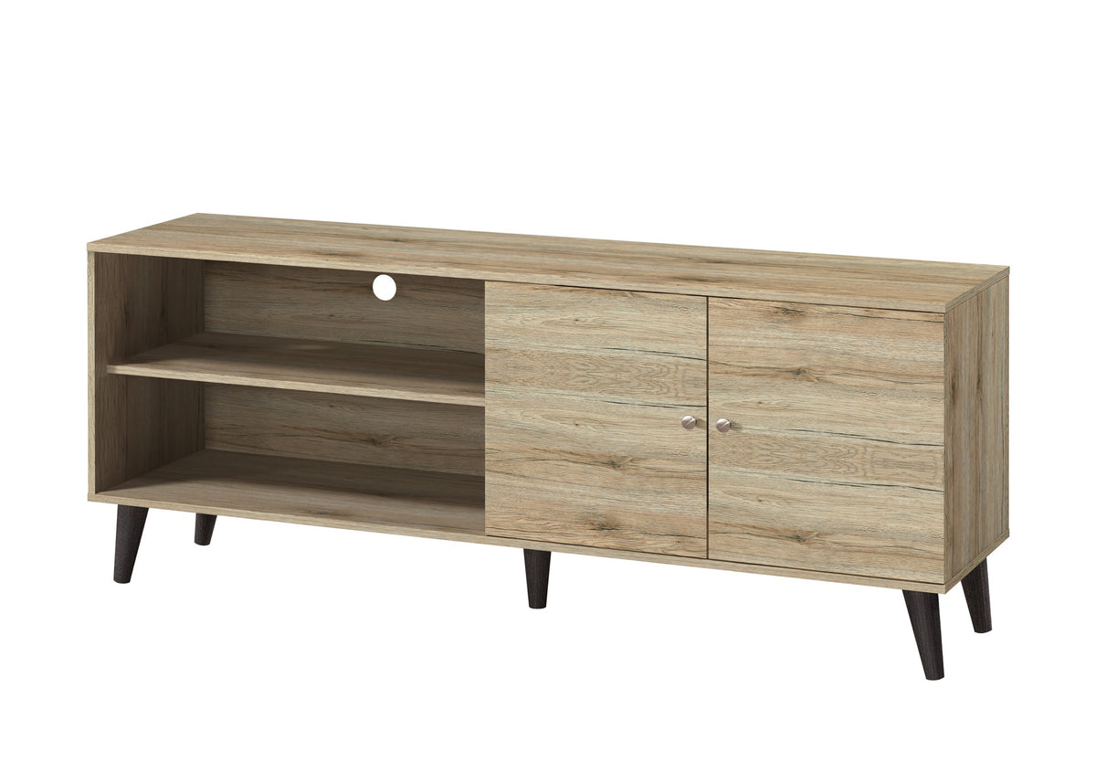 Amidon TV Stand for TVs up to 63", with 2 Storage Shelves& 1 Cabinet, Modern Entertainment Centre for TV in Living Room in  Oak