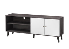 Amidon TV Stand for TVs up to 63", with 2 Storage Shelves& 1 Cabinet, Modern Entertainment Centre for TV in Living Room in Dark Gray + White