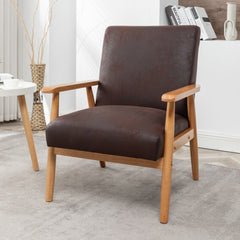 25.38'' Wide Classic Mid-Century Modern Arm Chair, Dark Brown