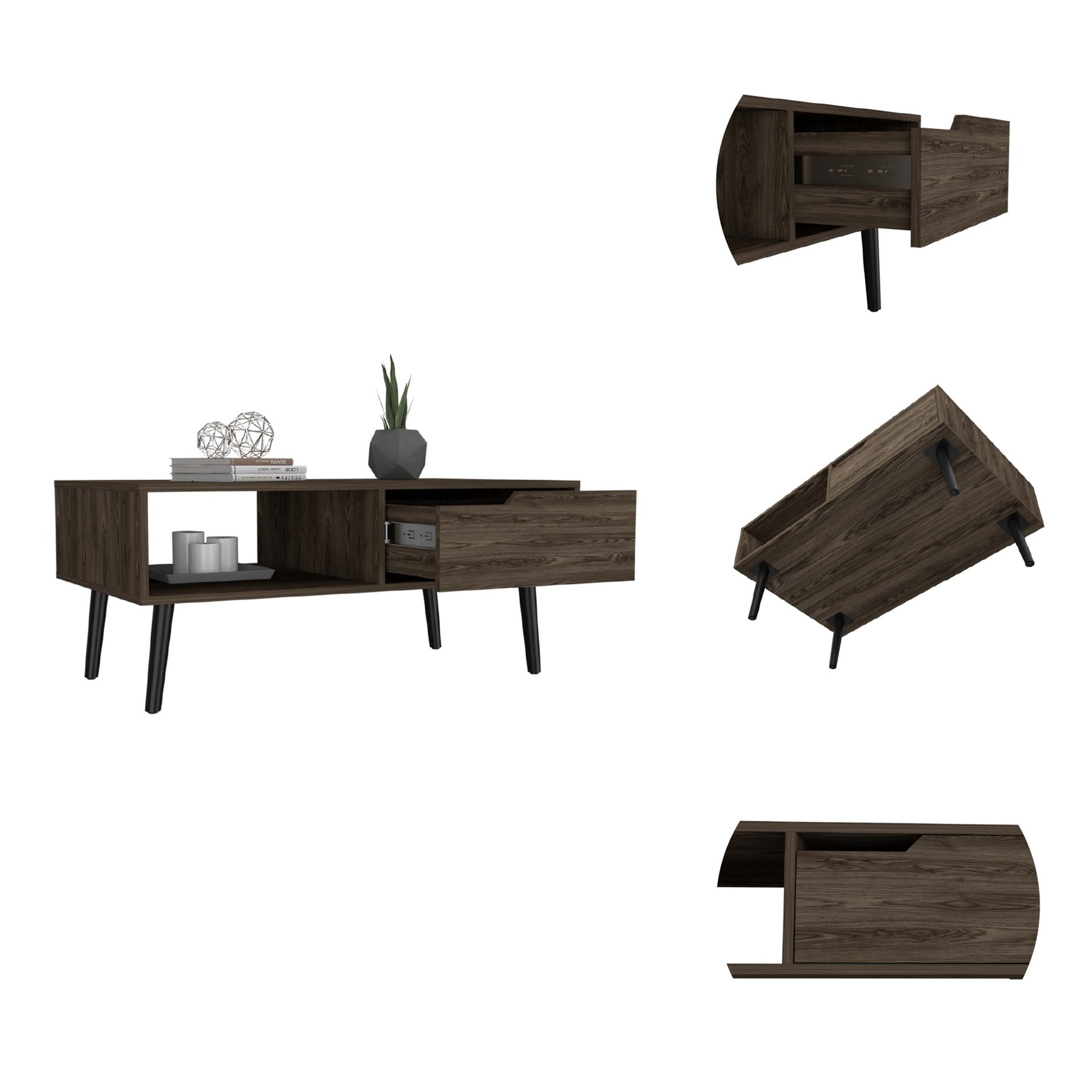 New Haven 1-Drawer 1-Shelf 12-Bottle Wine Cabinet Dark Walnut