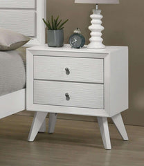 1pc Nightstand White Angled Legs Round Bronze Round Knobs 2-Drawers Bedside Table Bedroom Furniture