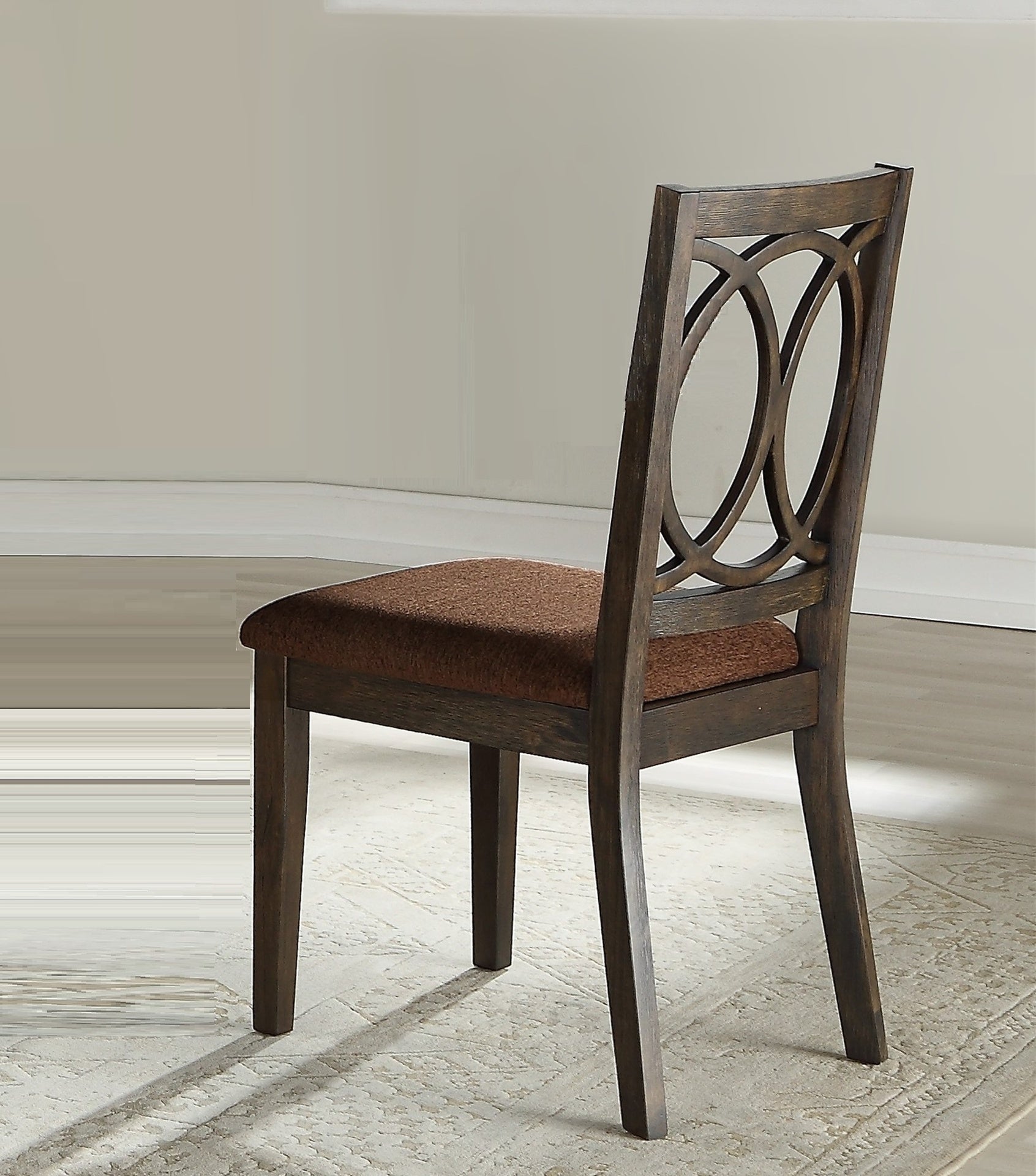 Classic Transitional Style Dining Chairs 2pc Set Espresso Finish Wood Frame Brown Seat Upholstery Dining Furniture