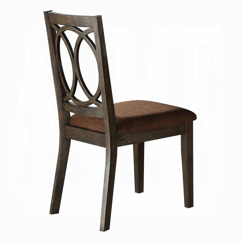 Classic Transitional Style Dining Chairs 2pc Set Espresso Finish Wood Frame Brown Seat Upholstery Dining Furniture
