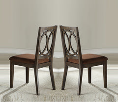 Classic Transitional Style Dining Chairs 2pc Set Espresso Finish Wood Frame Brown Seat Upholstery Dining Furniture