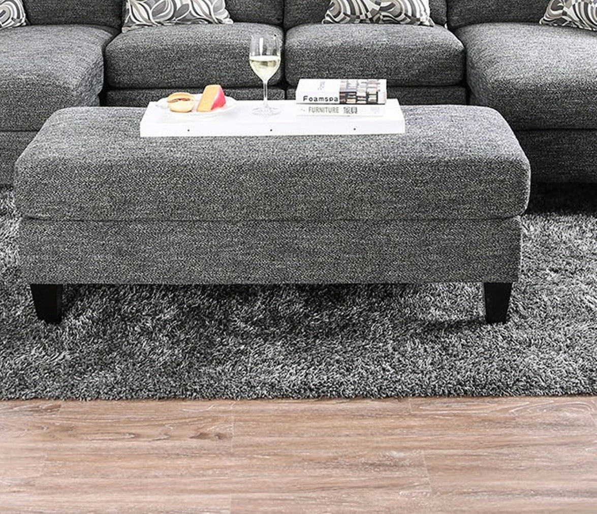 Living Room 1pc Ottoman Transitional Style Chenille Fabric Gray Color Tappered Feet Couch Ottoman