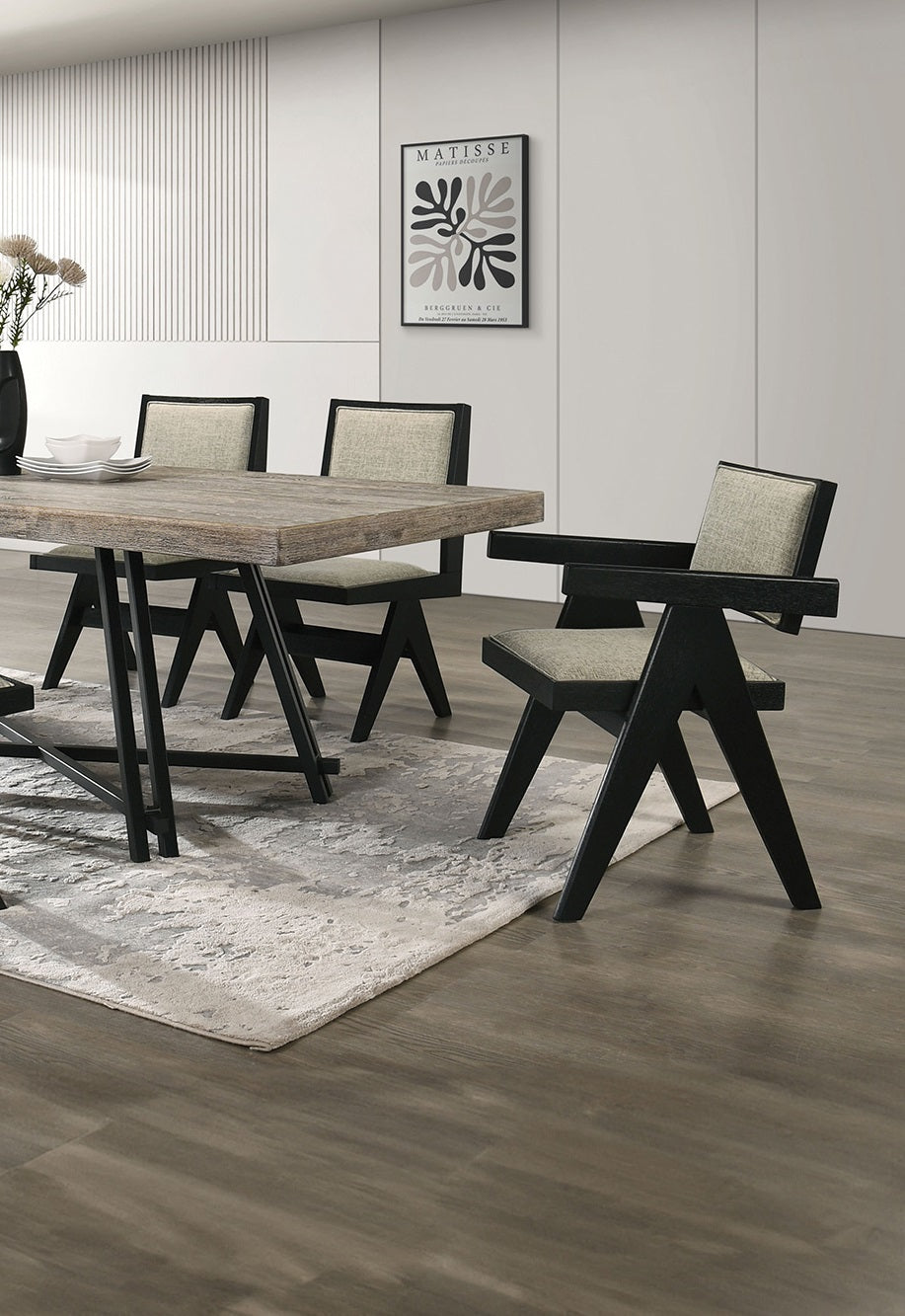 Dining Room Black Arm Chairs Light Gray Upholstery Seat 2pc Dining Arm Chairs Dining Room Furniture