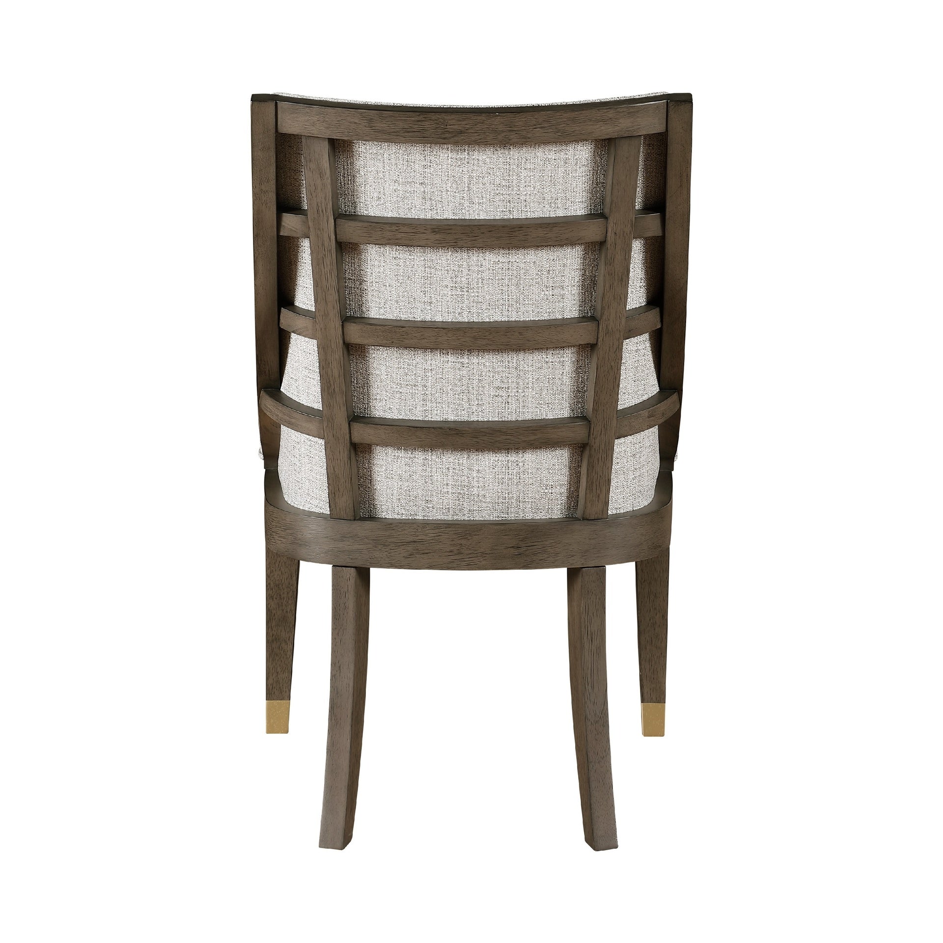 Greta Armchair Set of 2, Semi Deconstructed Gold Metal, Beige Fabric