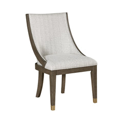 Greta Armchair Set of 2, Semi Deconstructed Gold Metal, Beige Fabric
