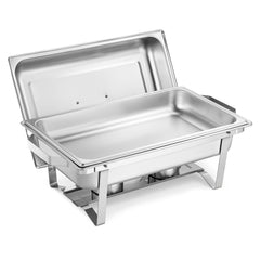 Rectangle Chafing Dish, 9 Qt 4 Pack Stainless Steel Chafing Dish, Food Warmer Chafer Complete Set with Hollow Handle, 2 Food Tongs, Lid, Fuel Holder, Chafer Dishes for Banquet Party Wedding