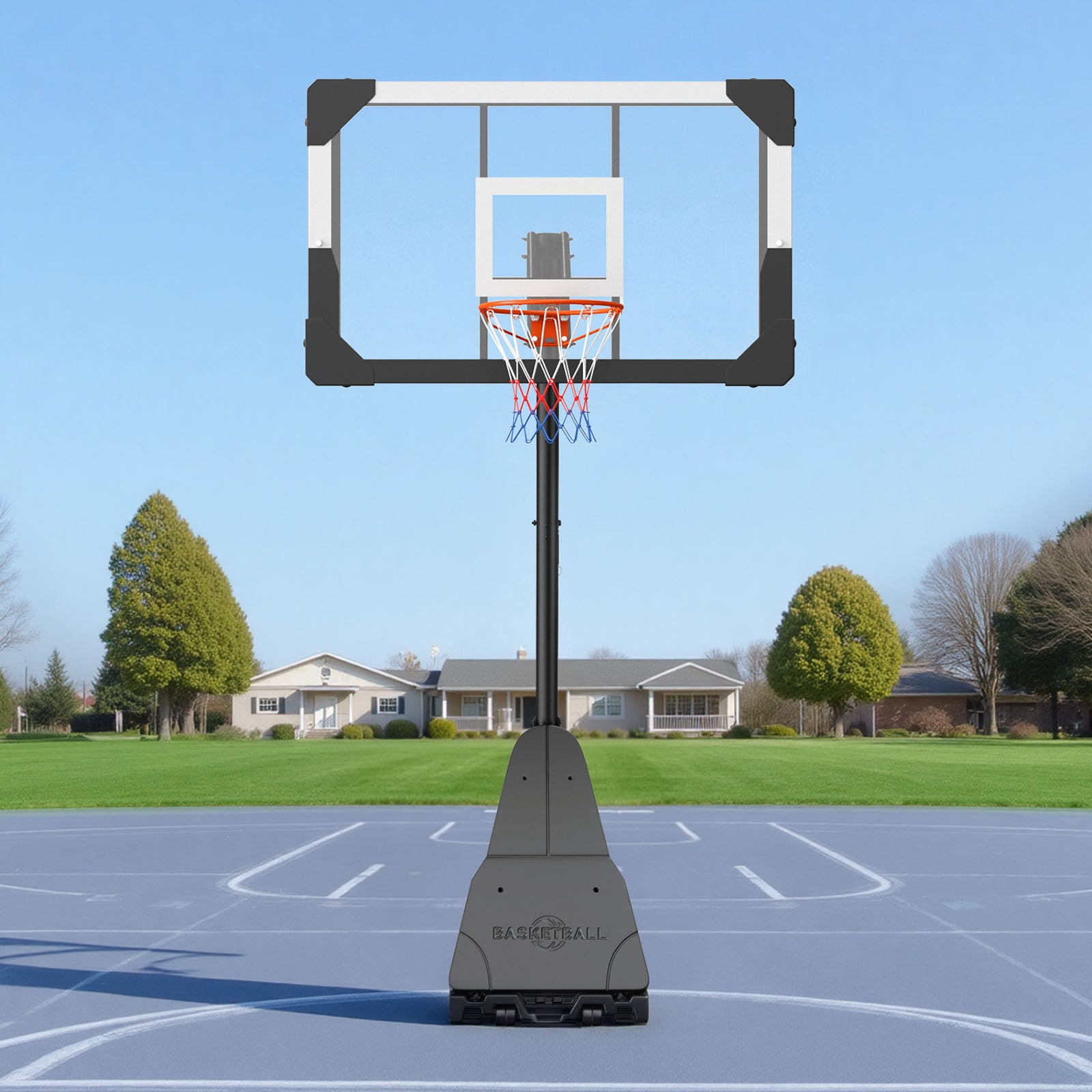 Portable Basketball Stand, 8.04 to 10 ft Height Adjustment Basketball Hoop & Goal, Basketballs Hoop Outdoor with 44 inch PC Backboard for Kids, Adults in Schools, Parks, Indoor & Outdoor Use