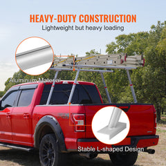 Truck Rack, 800 lbs Capacity, 17-29in Adjustable Height, Aluminum Ladder Rack for Truck with 8 Non-Drilling C-clamps, Heavy Duty Truck Bed Rack Two-Bar Set for Kayak, Surfboard, Lumber, Ladder