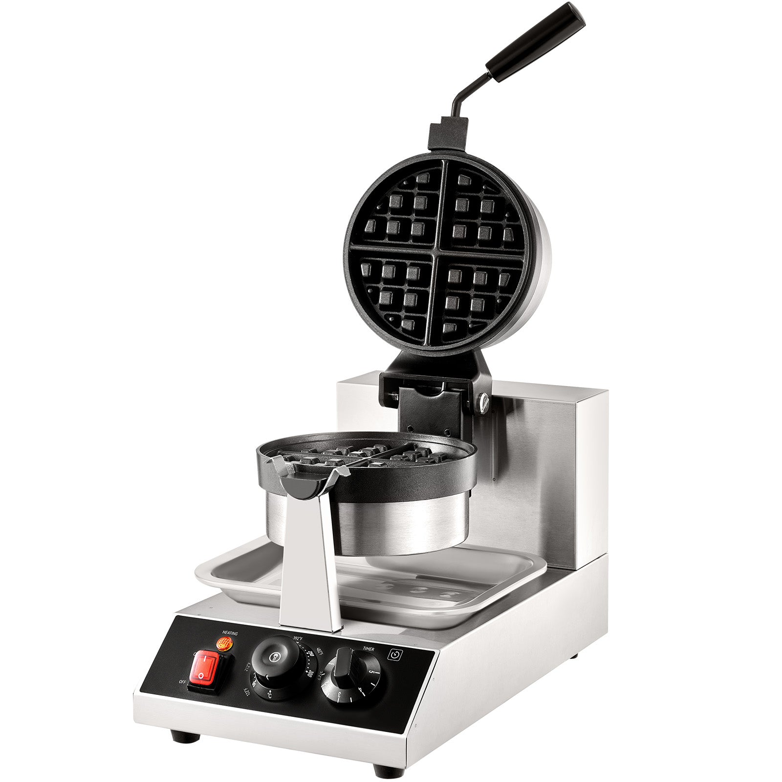 Commerical Round Waffle Maker 1300W Rotatable Non-Stick Waffle Iron 120V