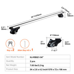 Universal Roof Rack Cross Bars, 54" Aluminum Roof Rack Crossbars, Fit Existing Raised Side Rail with Gap, 200 lbs Load Capacity, Adjustable Crossbars with Locks, for SUVs, Sedans, and Vans