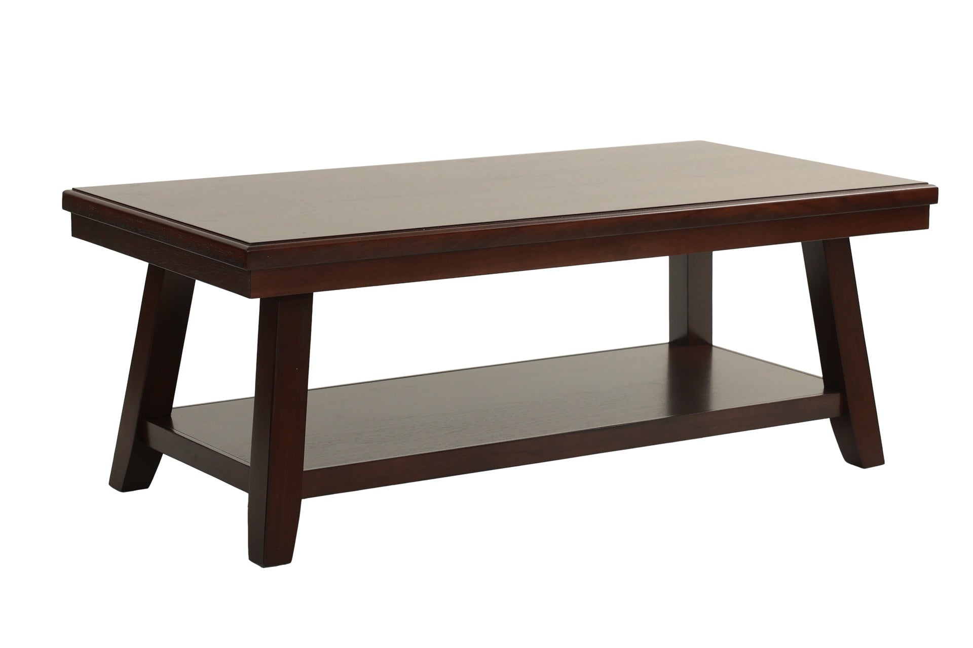 New Bold Simple Walnut Finish 1pc Coffee Table Under-Table Shelf Storage Living Room Rubberwood Veneer