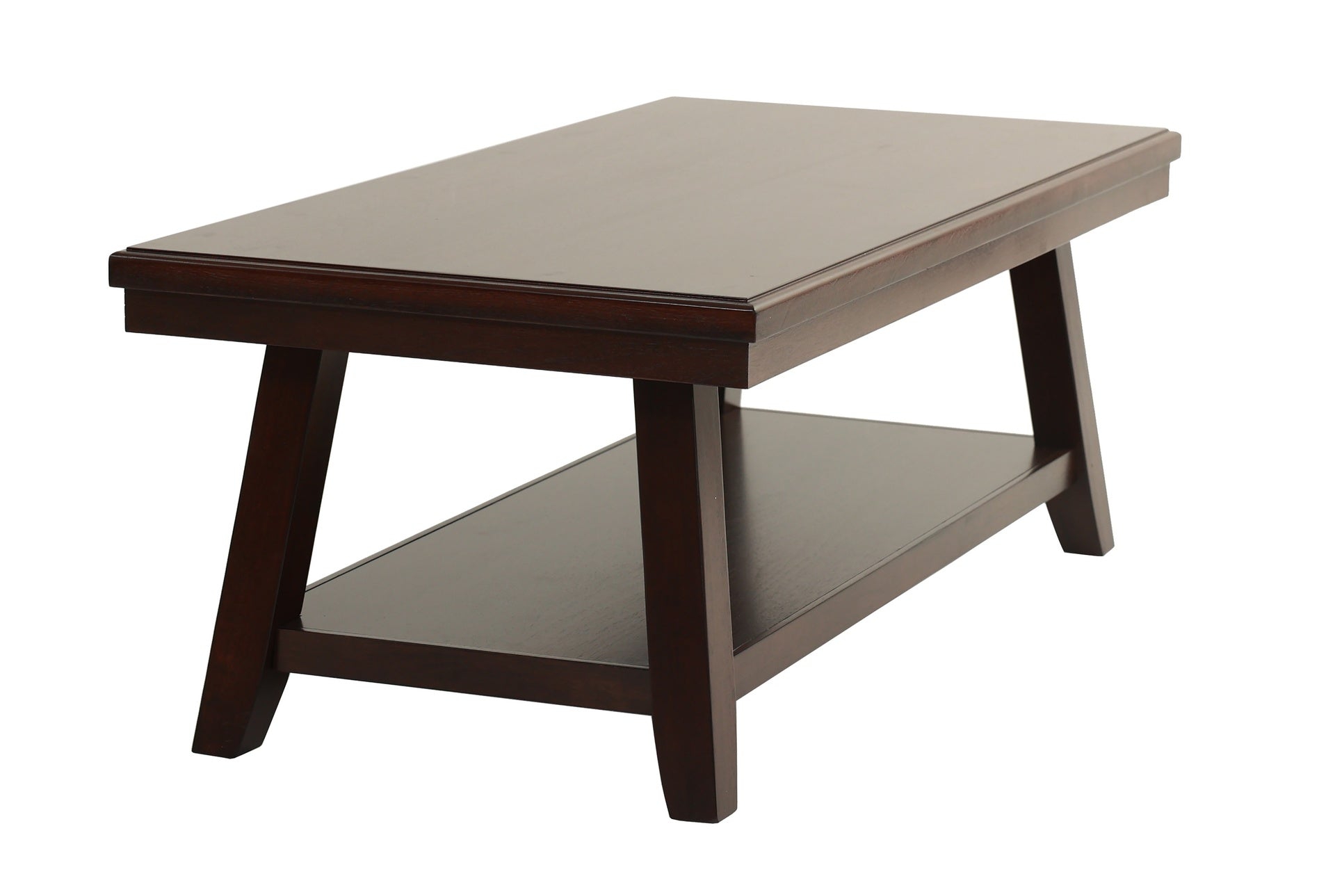 New Bold Simple Walnut Finish 1pc Coffee Table Under-Table Shelf Storage Living Room Rubberwood Veneer
