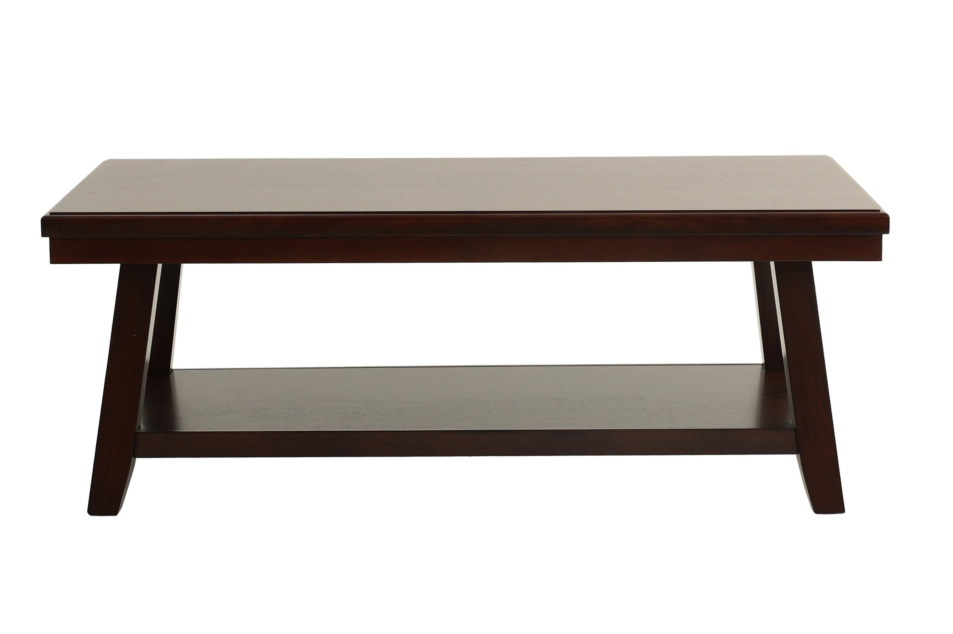 New Bold Simple Walnut Finish 1pc Coffee Table Under-Table Shelf Storage Living Room Rubberwood Veneer