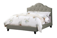 Majestic Arch 1pc Full Size Bed Adjustable HB Grey Polyfiber Tufted Upholstered Wooden Bedframe Bedroom Furniture