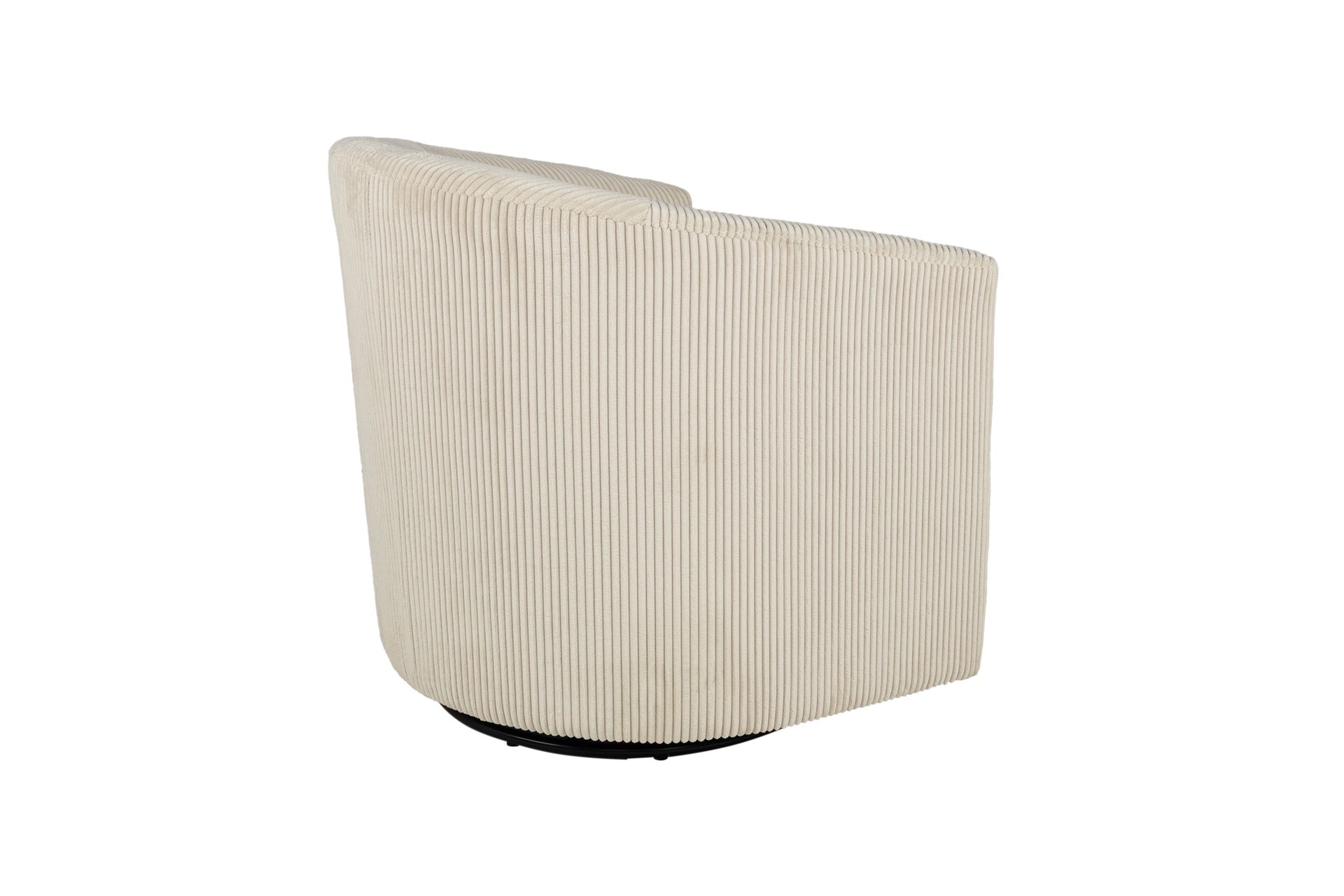 Beige Corduroy Fabric 1pc Swivel Accent Chair U-Backrest Living Room Plush Cushion Chair Metal Base