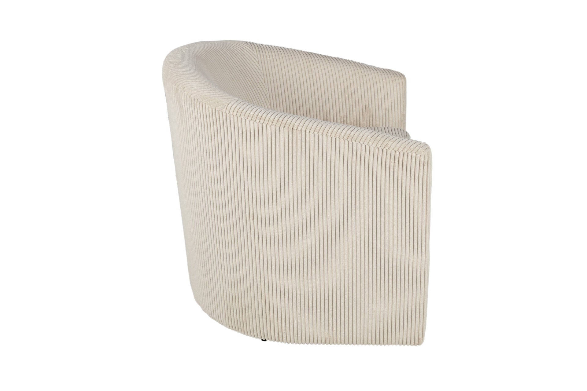 Beige Corduroy Fabric 1pc Swivel Accent Chair U-Backrest Living Room Plush Cushion Chair Metal Base