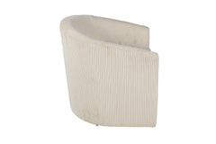 Beige Corduroy Fabric 1pc Swivel Accent Chair U-Backrest Living Room Plush Cushion Chair Metal Base
