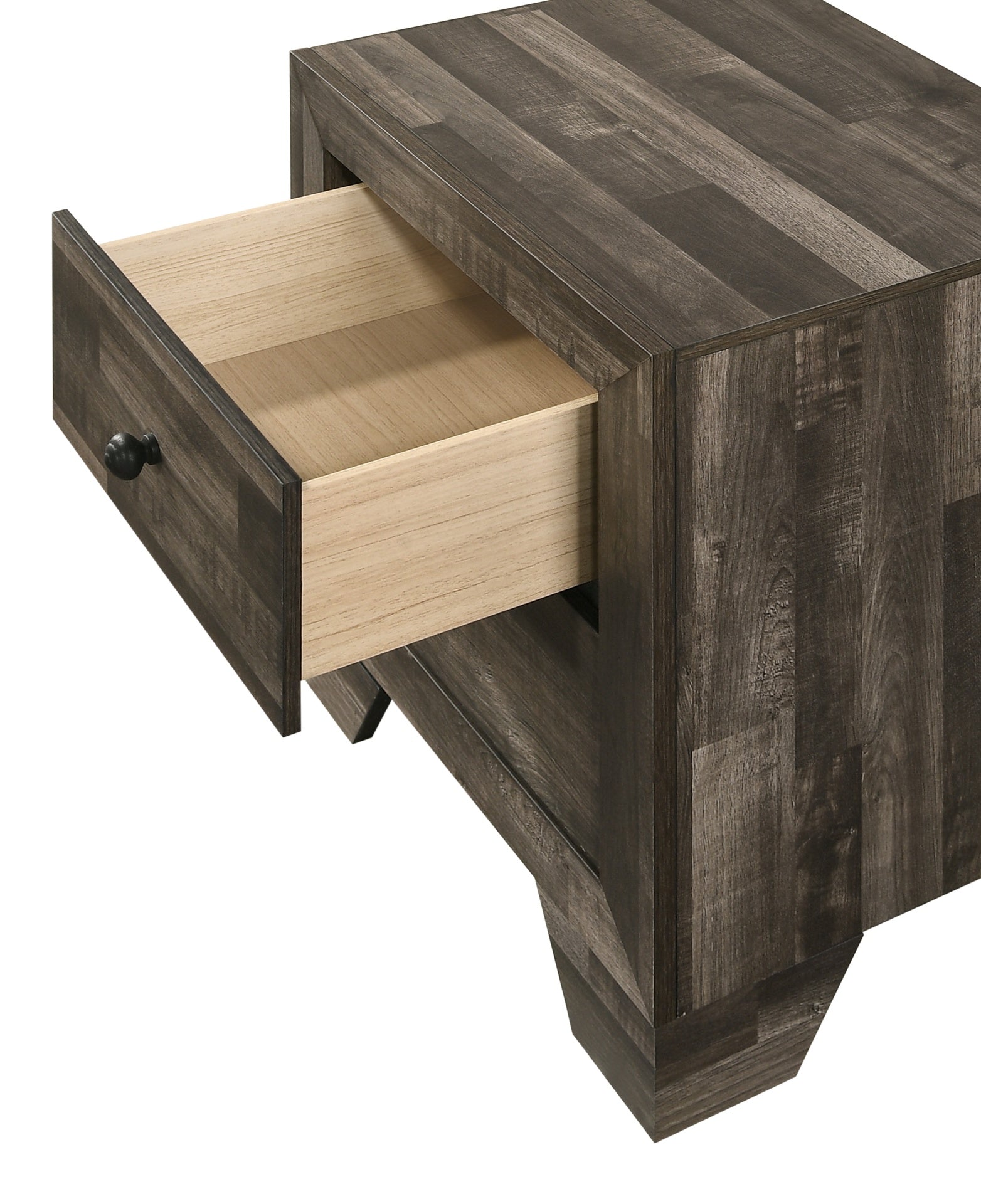 1pc Rustic Two Drawers Storage Nightstand Brown Gray Finish Wooden Bedroom Furniture