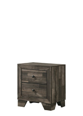 1pc Rustic Two Drawers Storage Nightstand Brown Gray Finish Wooden Bedroom Furniture