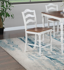 White 5-Pc Counter Height Dining Set Dining Table 4 x Chairs Natural wood Grain Look Table Top Classic Dining Room