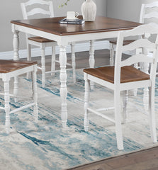 White 5-Pc Counter Height Dining Set Dining Table 4 x Chairs Natural wood Grain Look Table Top Classic Dining Room