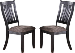 Dark Coffee Classic Wood Kitchen Dining Room Set of 2 Side Chairs Fabric upholstered Seat Unique Design Back