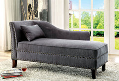 Modern Contemporary 1pc Chaise Gray Linen Like Fabric Nailhead Trim Living Room Bench Pillow