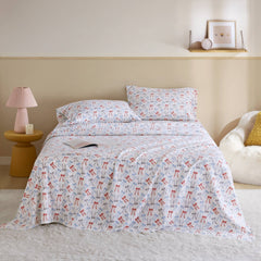 3-Piece Twin XL 100% Cotton Flannel Pigment Printed Sheet Set,Happy Bows