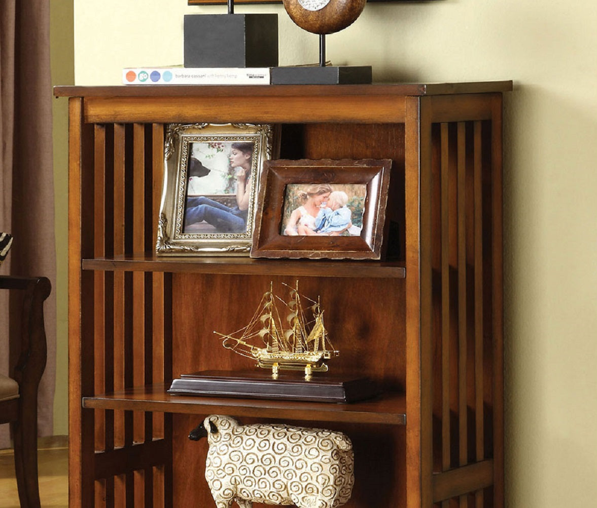 Gorgeous Styling Antique Oak Finish 1pc Media Shelf Solid wood Storage Books 5-Shelves Open Cabinet Shelf