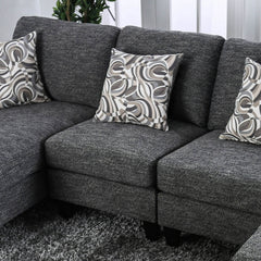 Living Room 1pc Armless Chair Transitional Style Chenille Fabric Gray Color Tappered Feet Couch Pillows