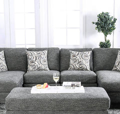Living Room 1pc Armless Chair Transitional Style Chenille Fabric Gray Color Tappered Feet Couch Pillows