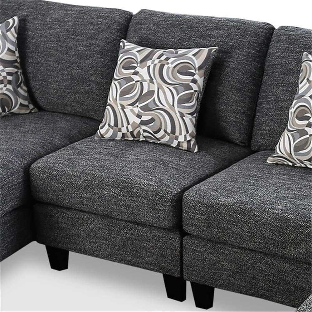 Living Room 1pc Armless Chair Transitional Style Chenille Fabric Gray Color Tappered Feet Couch Pillows
