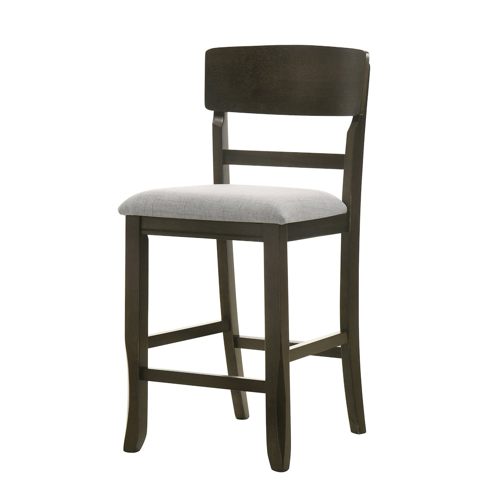 Kimberly 24 Inch Counter Height Chair Set of 2, Black Wood, Gray Fabric