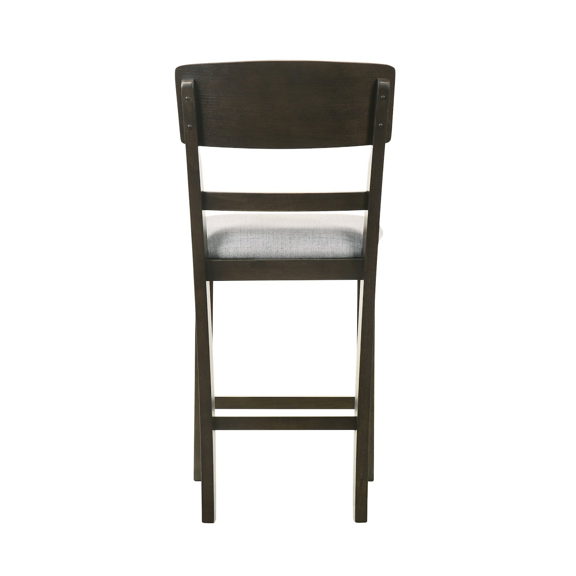 Kimberly 24 Inch Counter Height Chair Set of 2, Black Wood, Gray Fabric