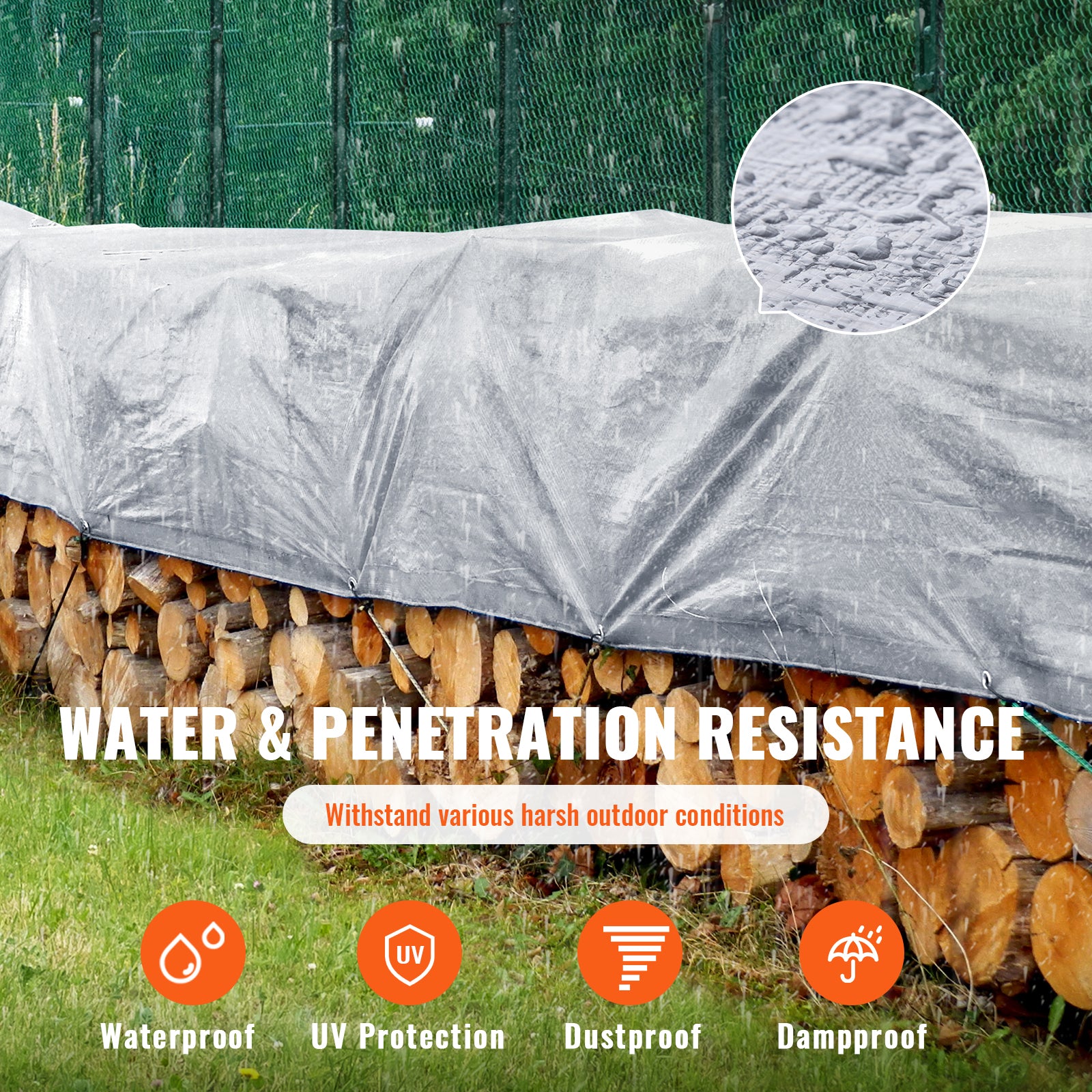 Tarp Waterproof 20x30 ft, Plastic Poly Tarp Cover 10 Mil, Multi Purpose Tear UV and Temperature Resistant Outdoor Tarpaulin with High Durability Reinforced Grommets (Silver/Brown)