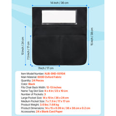 Chair Pockets for Classroom 24 Pack Seat Pocket with Name Tag Black