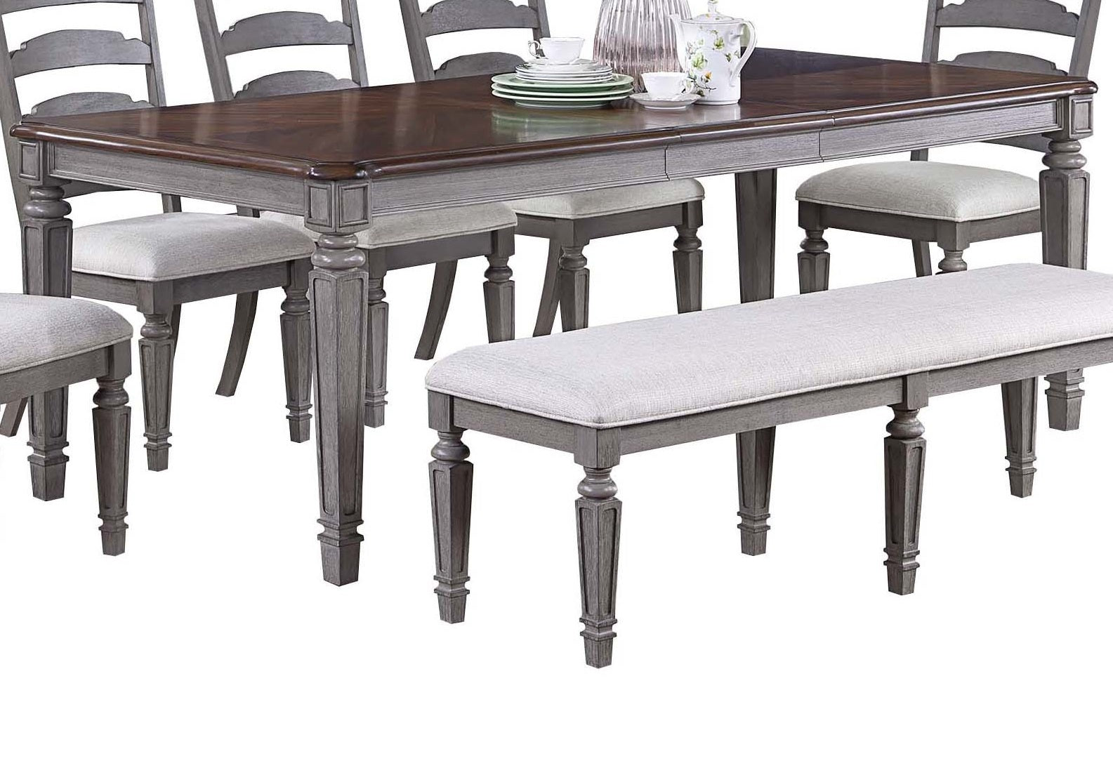 Light Grey And Cherry Contemporary Style 1pc Dining Table Wooden Frame Dining Room Furniture