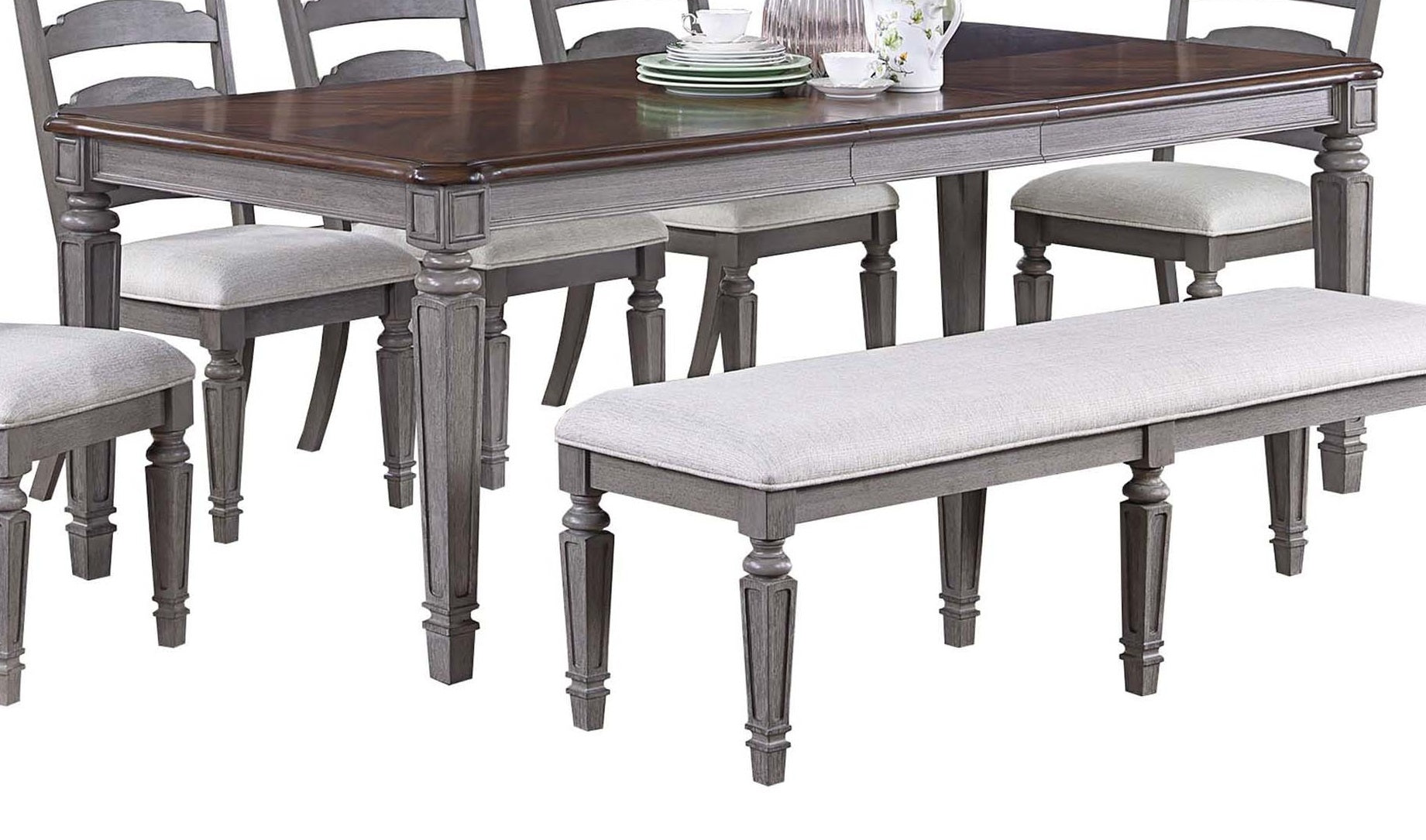 Light Grey And Cherry Contemporary Style 1pc Dining Table Wooden Frame Dining Room Furniture