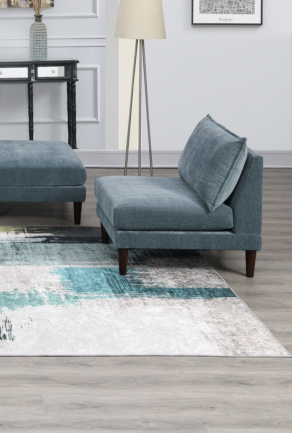 Beautiful Mineral Color Armless Chair Morgan Fabric 1pc Chair Soft Cushion Wood Legs Living Room Furniture
