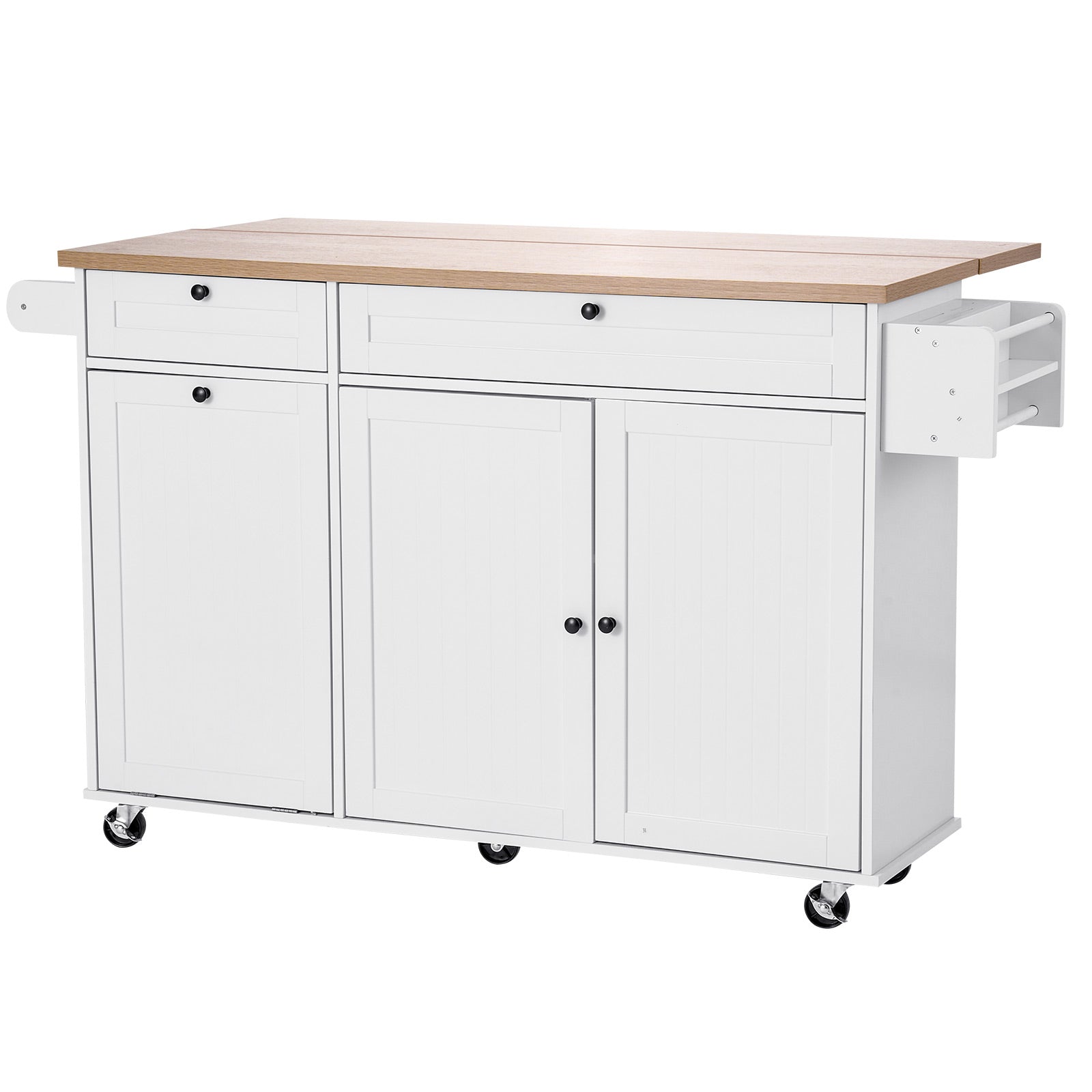 60in Kitchen Island Cart Rolling Storage Cabinet Table with Drawer Drop Leaf
