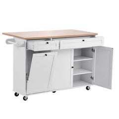 60in Kitchen Island Cart Rolling Storage Cabinet Table with Drawer Drop Leaf