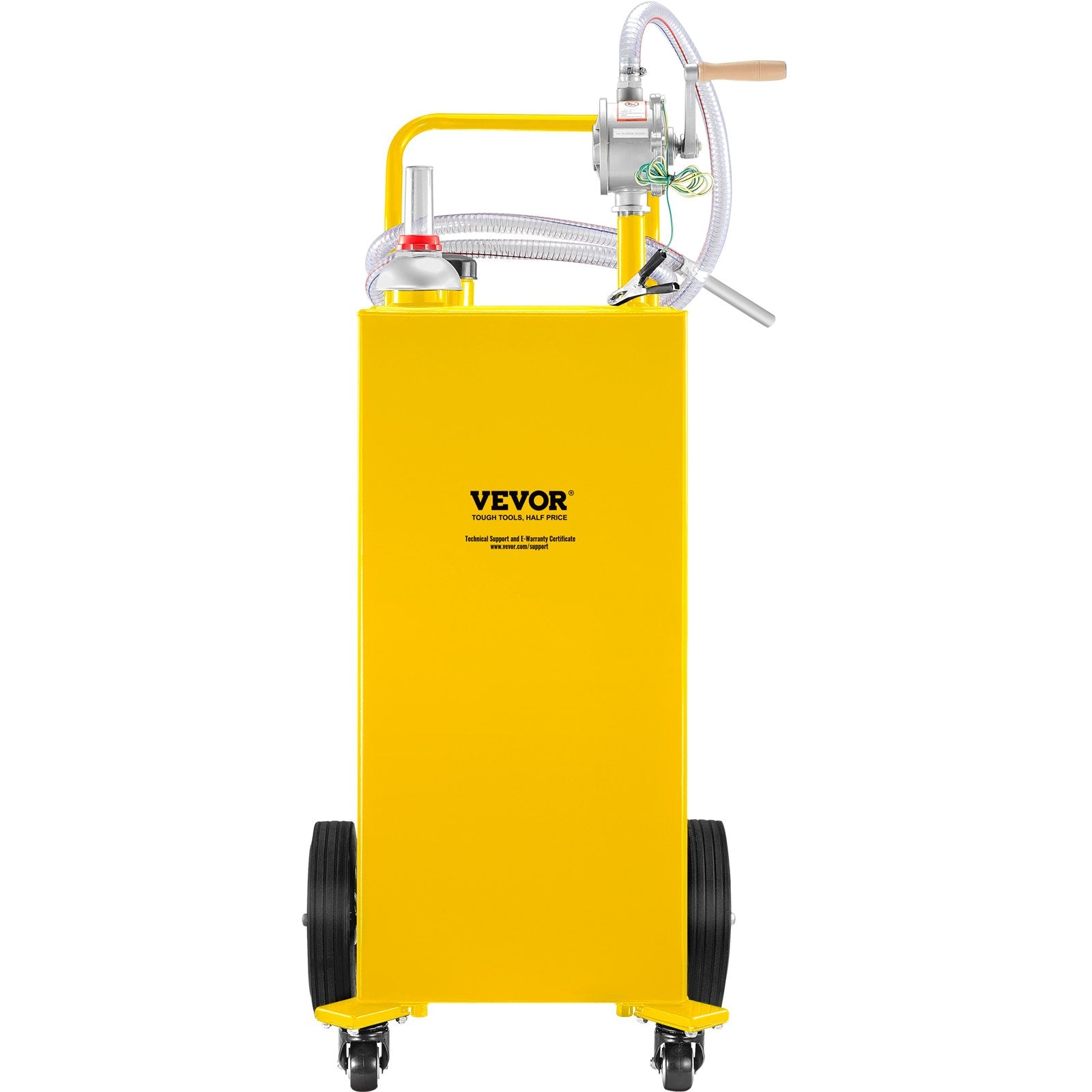 Fuel Caddy, 35 Gallon, Gas Storage Tank on 4 Wheels, with Manuel Transfer Pump, Gasoline Diesel Fuel Container for Cars, Lawn Mowers, ATVs, Boats, More, Yellow