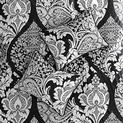 7 Piece Cotton Printed Comforter Set Black Queen