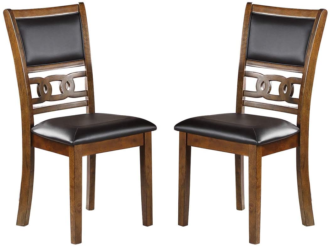 Dining Room Furniture Walnut Finish Set of 2 Side Chairs Cushion Seats Unique Back Kitchen Breakfast Chairs